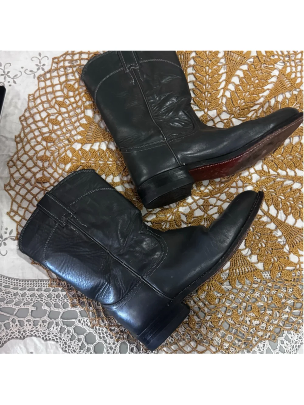 Vintage Justin Grey Leather Cowboy Men's Boots 7.5 C / 9.5 Women's